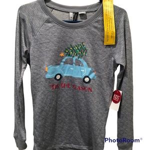 NWT Christmas Tree Long Sleeve Soft Stetchy Crew Neck Pullover Tee Snug A